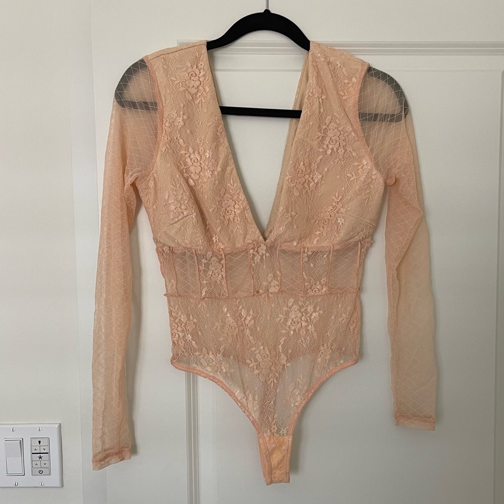 NBD Thong Long Sleeve Bodysuit Size Small